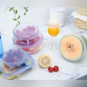 Kitchen + Home Silicone Stretch Lids - Set of 5 Silicone Food Saver Covers - BPA